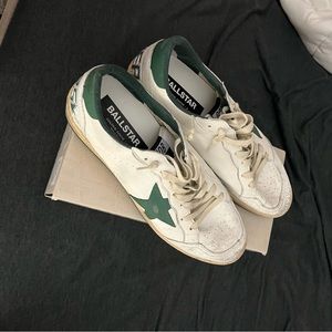 Men's Ball Star in white nappa leather with green leather heels. Worn 1-2 times
